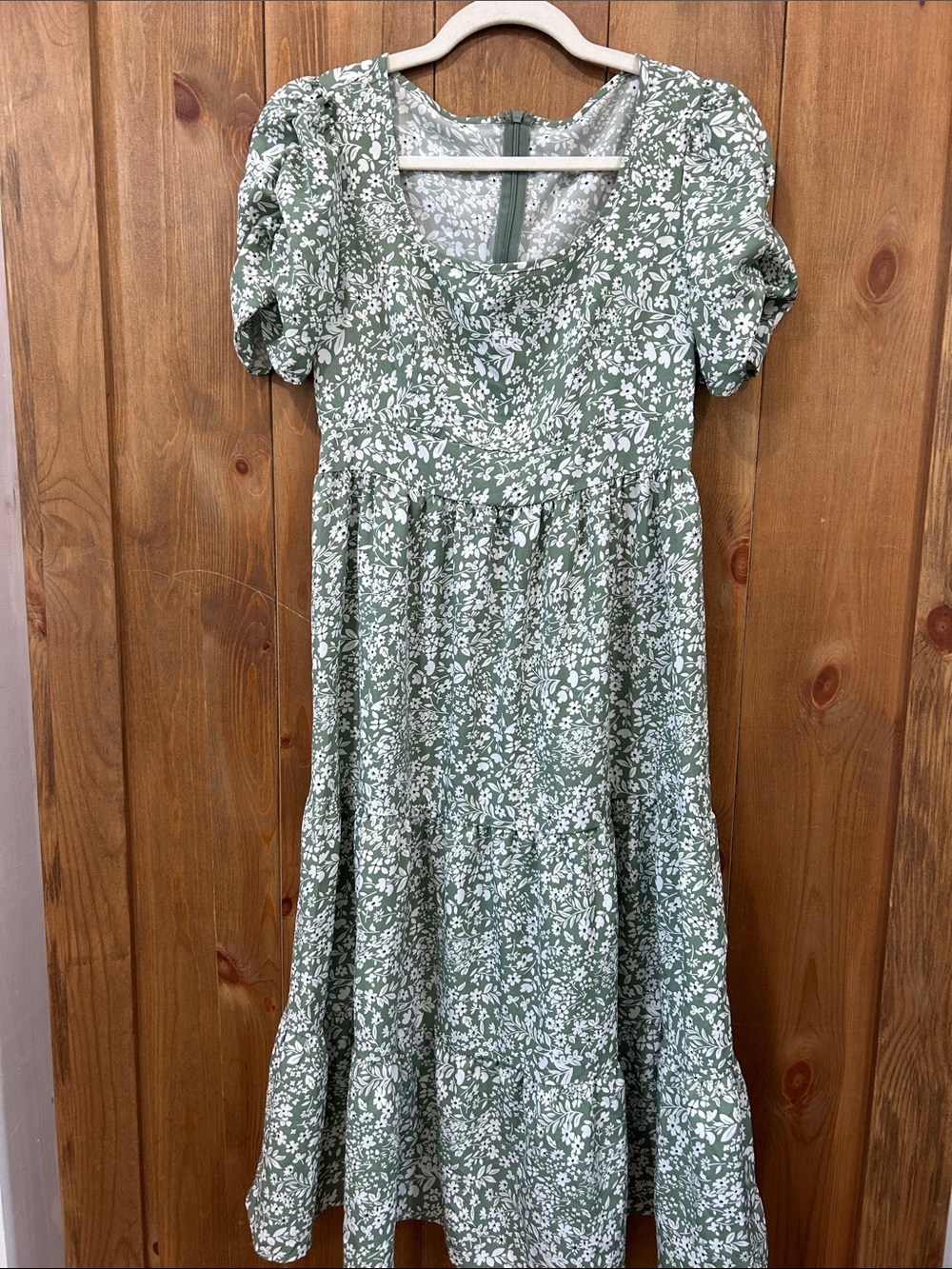 Sage Green Floral Midi Dress